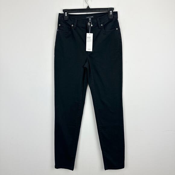 Eileen Fisher High Waist Slim Fit Jeans Black Stretch Organic Cotton XXS NWT - Picture 2 of 8